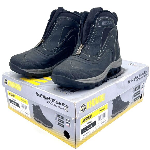 Khombu Mason Hybrid Winter Boot Mens Size 8M With Warm Cushioned Footbed Black - Picture 1 of 16